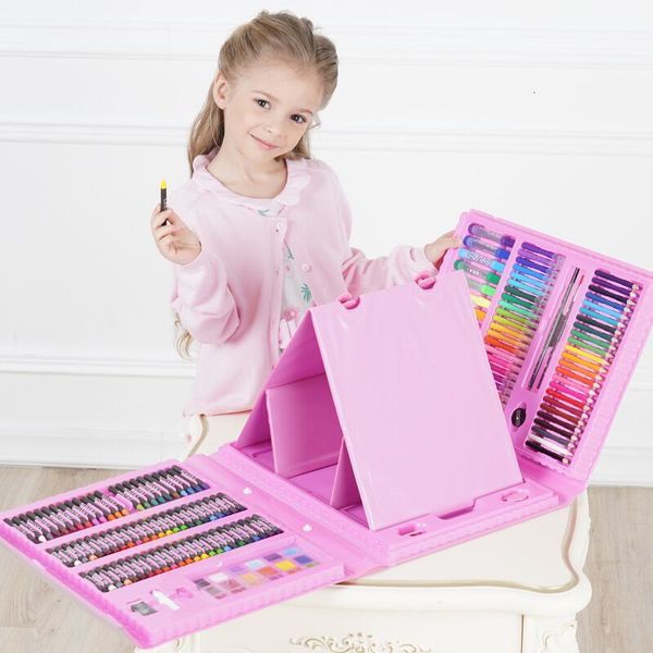 Brinquedos de aprendizagem 42-208pcs prancheta crianças arte pintura conjunto aquarela lápis lápis caneta doodle suprimentos crianças brinquedos educativos presente 230926