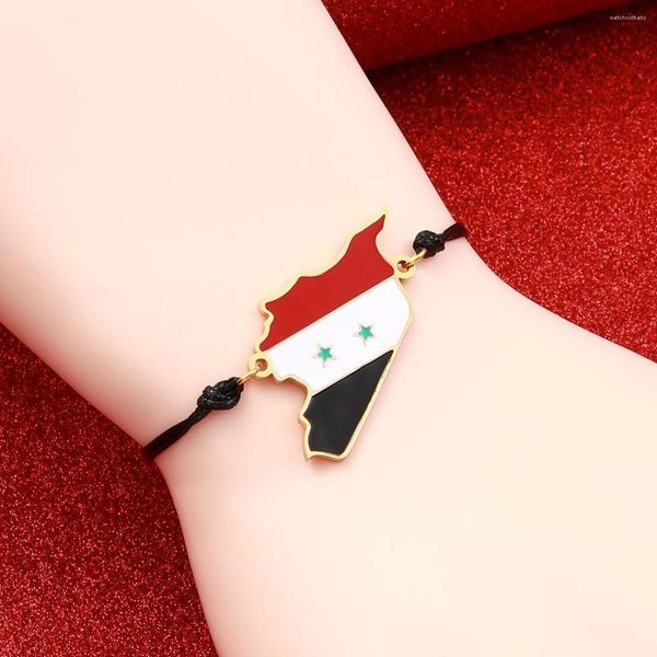 Ожерелья с подвесками из нержавеющей стали, Сирия, карта страны, веревочный браслет, ювелирные изделия