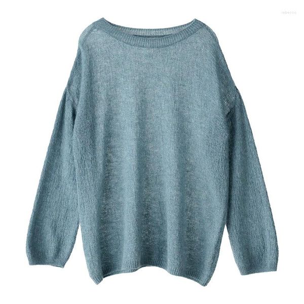 Женские свитера, осень 2023, кашемировый свитер с круглым вырезом, тонкий стильный пуловер, женские топы, женский свободный вязаный джемпер большого размера