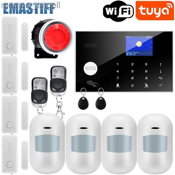 Alarmsysteme Tuya WIFI GSM Home Security Alarm System mit drahtlosem verdrahtetem Bewegungssensor-Detektor-Einbruchalarm für Garten-Haus-Alarmsystem YQ230927