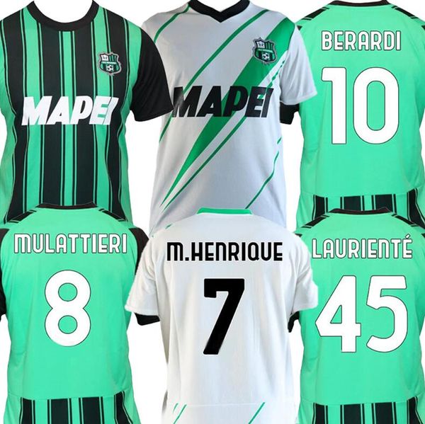 23-24 Sassuolo Calcio Thai Quality Soccer Jersey camisas personalizadas Hom wear BERARDI 10 MULATTIERI 8 PINAMONTI 9 M.HENRIQUE 7 dhgate Discount Design Your wear