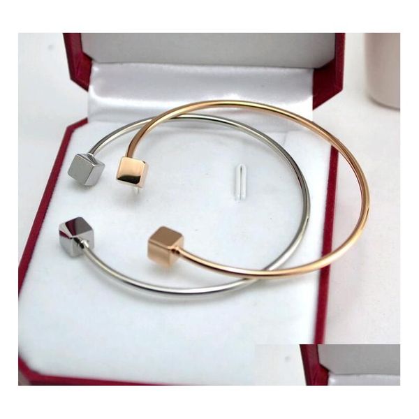 Bangle 18K Rose Banhado A Ouro Cubic Cuff Pulseiras 316 Titanium Steel Blanks Vácuo Estilo Coreano Pulseiras Para Mulheres Moda Jóias Drop Dhqyq