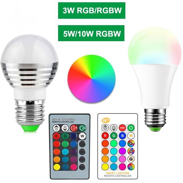 E27 E14 LED 16 Mudança de Cor RGB rgbw Lâmpada Lâmpada 85-265V RGB Led Light Spotlight + IR Controle Remoto LL