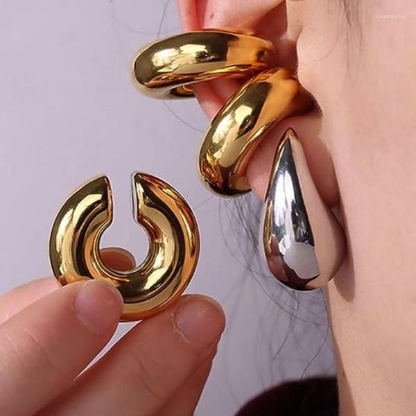 Sırtlar Küpe Paslanmaz Çelik Hollow Ear Ear Cuffs Circle Clip Moda Mücevher 40GB