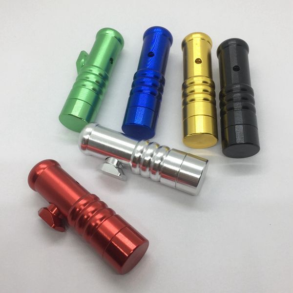 Nuovo Mini Fumatori Colorato Alluminio Erba Tabacco Spice Miller Proiettile Cartuccia Bottiglia di Stoccaggio Stash Seal Custodia Portatile Tasca Snuff Snorter Sniffer Snuffer Holder