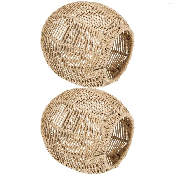 Lâmpadas pendentes 2 pcs rattan tecido abajur artificial luz vintage montagem tampa de teto simulado pendurado chão sala de jantar