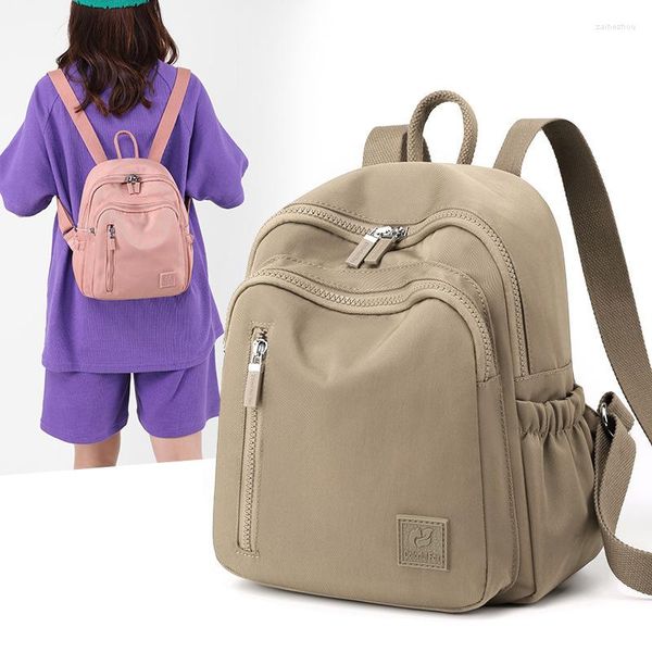 Mochila clássica de alta qualidade feminina viagem ao ar livre impermeável nylon mini quadrado portátil mensagem saco escolar durável