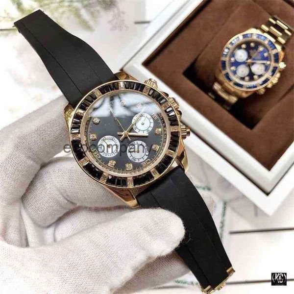 Orologio multifunzione Daytonass Cronografo di design di lusso da uomo Orologio da polso Orologi Fashion Diamond Three Eye Six Needle Bar Nail Scale Tempo libero da uomo 2QFD