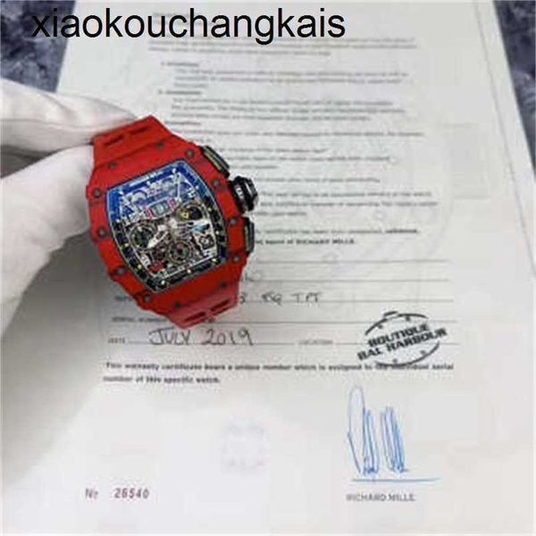 Luxuriöse Richas Miers RichadMill Uhr Milles ZF Factory Automatikwerk Tourbillon Swiss Famous Armbanduhren Rm1103 Fq Red Devil Herren Red Carbon Fiber Materi