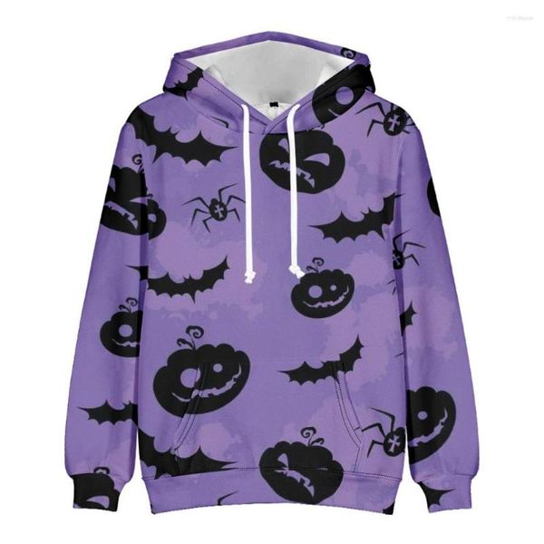 Felpe con cappuccio da uomo streetwear hip hop harajuku sciolto felpe con stampa viola halloween top da uomo pullover primavera autunno