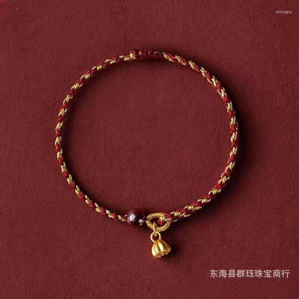 Braccialetti con ciondoli Shore Braccialetto di buona fortuna Corda rossa Fedeltà Vermiglio Sabbia Trasferimento Perlina Mano Loto Peng Preghiera Manipolo di sicurezza per tessitura