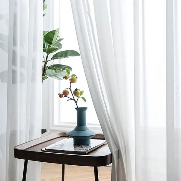 Cortina super macia grande sensação de mão branco tule cortinas para sala de estar decoração moderna véu chiffon sólido sheer voile cozinha 230927