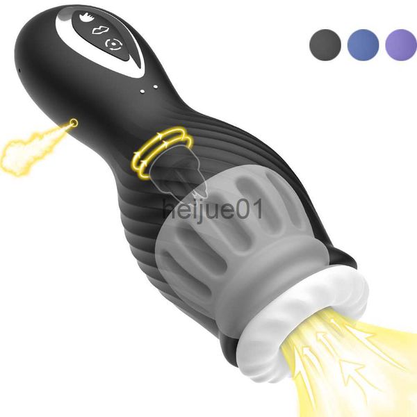 Masturbatori Automatico Masturbatore maschile Rotazione della tazza Glande Massaggiatore Vibrazione Stroker Ritardo del pene Allenatore duraturo Giocattoli del sesso per uomini Gay Adulti x0926