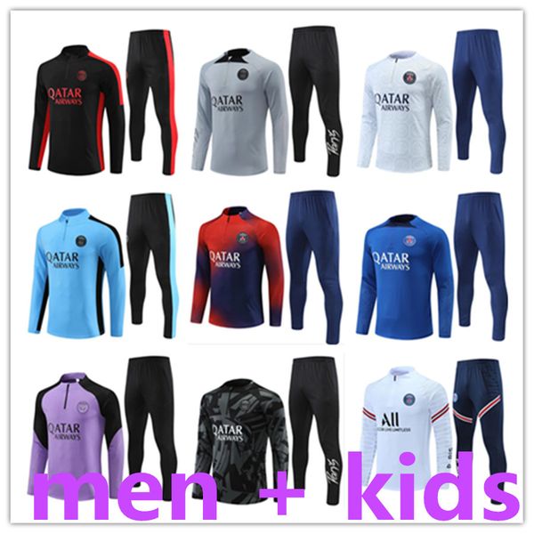 23 24 Trainingsanzüge Training Retro Tuta Trikot Survêtement Camiseta Chandal Kit Fußball Männer und Kinder MBAPPE NEYMAR JR KIMPEMBE FABIAN VERRATTI Joggen