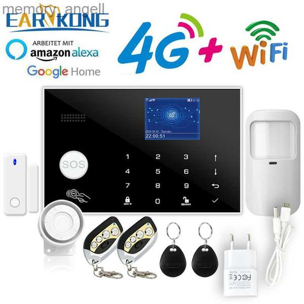 Alarmsysteme 4G Home Security Alarm System Tuya Wifi GSM Einbrecher Host Smart Life App Steuerung Arbeit Alexa Unterstützung 433 MHz Wireless Wired Sensor YQ230927