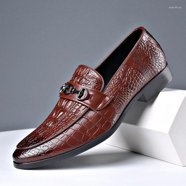 Повседневная обувь, мужские свадебные платья, черные деловые мужские лоферы на плоской подошве в британском стиле с крокодиловым узором, большой размер 47 A13-25