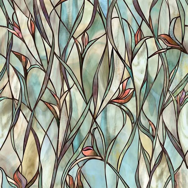 Wandaufkleber, grünes Blatt-Blumenmuster, Fensterfolie, gebeizt, Tropfen, statisch haftendes Glas, Heimdekoration 230927