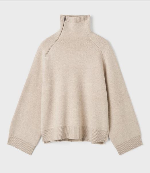 Toteme autunno/inverno Nuovo maglione pullover lavorato a maglia asimmetrico con collo a polo, comodo, pigro, ampio e sottile