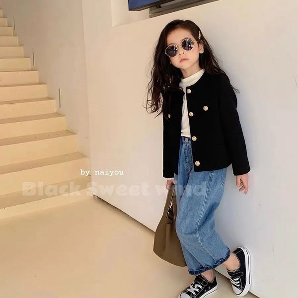 Cardigan Nero/Blu Moda Bambina Cardigan Bambino Giacche Bambini Bambini Elegante Compleanno Giacca Trench Vestiti Cappotti 230927