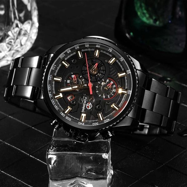 FORSINING Механические часы Мужские многофункциональные водонепроницаемые часы из нержавеющей стали с полным календарем Военные автоматические часы Montre Relogio LY1254K