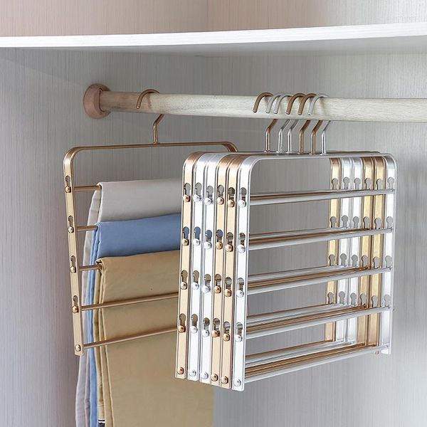 Cabides 5 camadas calças destacável montável metal rack de armazenamento guarda-roupa organizador pant toalha prateleira de economia de espaço