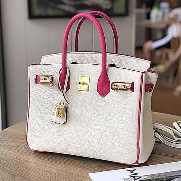 Vendita all'ingrosso Top Original party Borse tote per la casa negozio online Borsa in vera pelle di colore bianco rosa e rosso dolce strato superiore in pelle di vacchetta moda donna Have Real LogoAF8T