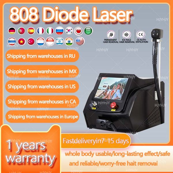 2024 Epilatore elettrico 808nm Diodo Laser Depilazione Macchina per il ringiovanimento della pelle 755nm 808nm 1064nm Macchina per la depilazione indolore facciale