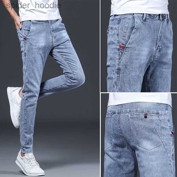 Jeans da uomo 2023 Primavera e Autunno Nuovo Classico Moda Slim Tinta unita Elastico Gambe piccole Casual da uomo Comodo Jeans di grandi dimensioni 28-36 L230927