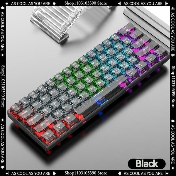Клавиатуры K30 Проводная механическая клавиатура Прозрачная 2 4g Bluetooth Трехрежимная RGB Светящаяся 61 клавиша Индивидуальная беспроводная связь Подарок 230927