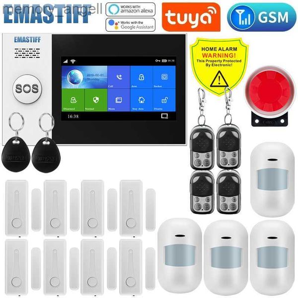 Alarmsysteme Emastiff Tuya WiFi GSM Home Security Alarm System Wireless Einbrecher Alarm -Kit mit Bewegungssensor mit Alexa YQ230927