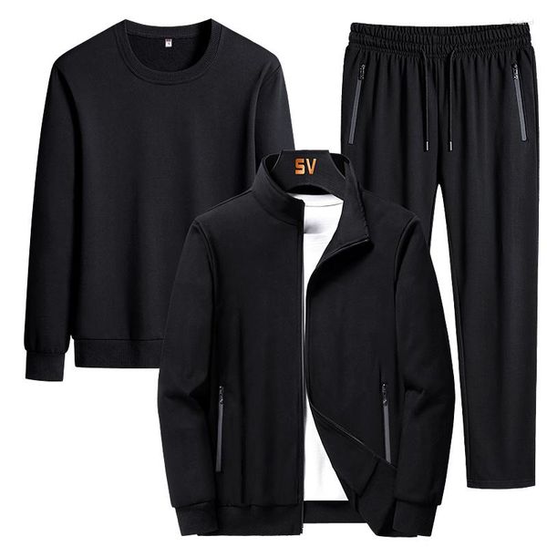 Tute da uomo 3PCS Set Uomo Moda Autunno Abbigliamento sportivo Completo Felpa casual Flce Giacca calda Pantaloni da jogging Tuta sportiva Taglie forti