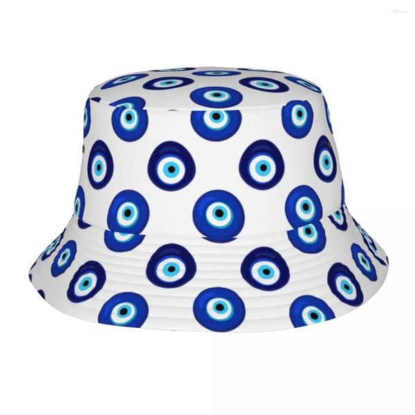 Berretti Nazar Evil Eye Cappelli a secchiello magici per adolescenti Estate Vocazione Bellezza Cappello per ciglia Cappello da strada pieghevole Copricapo da pesca