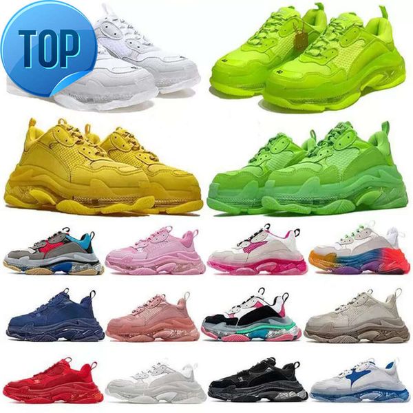 Männer Frauen Papa Schuhe 17FW Triple S Freizeitschuhe Clear Bubble Bottom Herren Sneakers Schwarz Rot Alt Beige Gelb Marine Opa Trainer Chaussures BalencaigaH