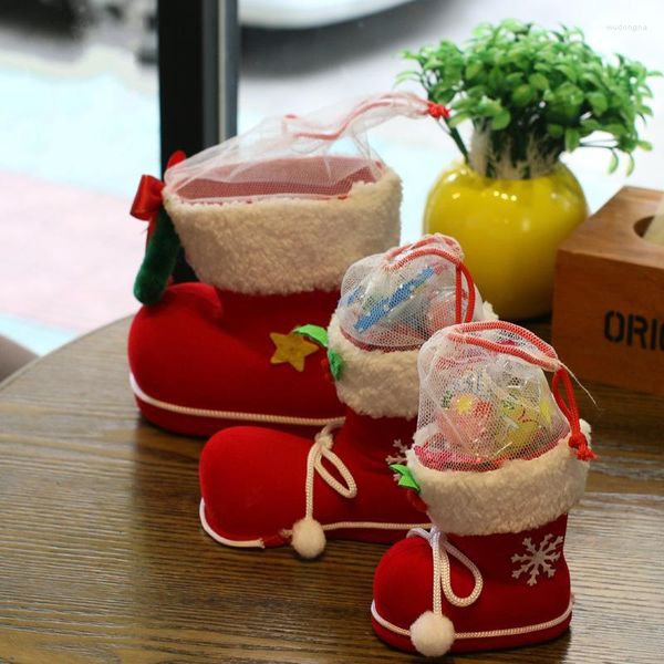 Noel Süslemeleri Şeker Kırmızı Botlar Ayakkabı Santa Hediye Stocking Çantalar Ev Nomas Ağaç Süsler Asma kolye dekor