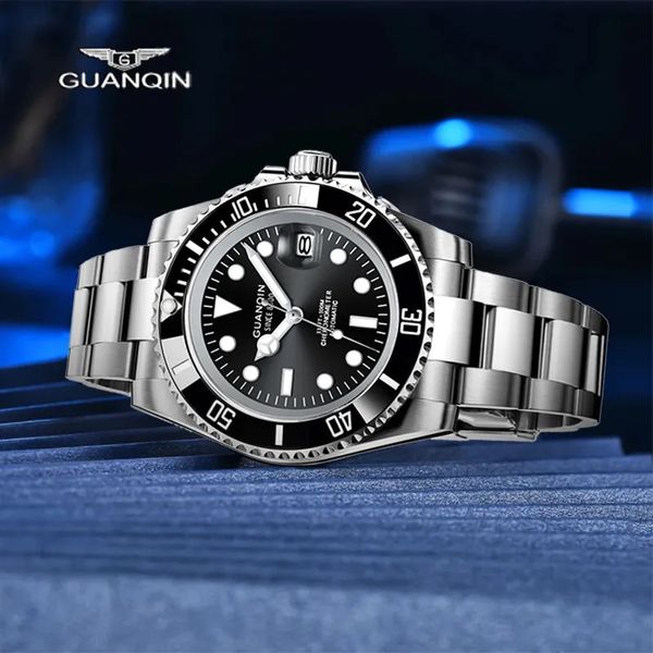 Armbanduhren Guanqin NH35A Bewegung Business Mode Militär Herrenuhr Mechanisch Automatik 100M Wasserdicht Sport Saphir 230927