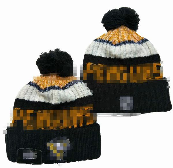 Pittsburgh Beanie Penguins Beanies Kuzey Amerika Hokey Top Takımı Yan Yama Kış Yün Spor Örgü Şapkas Kapakları A0