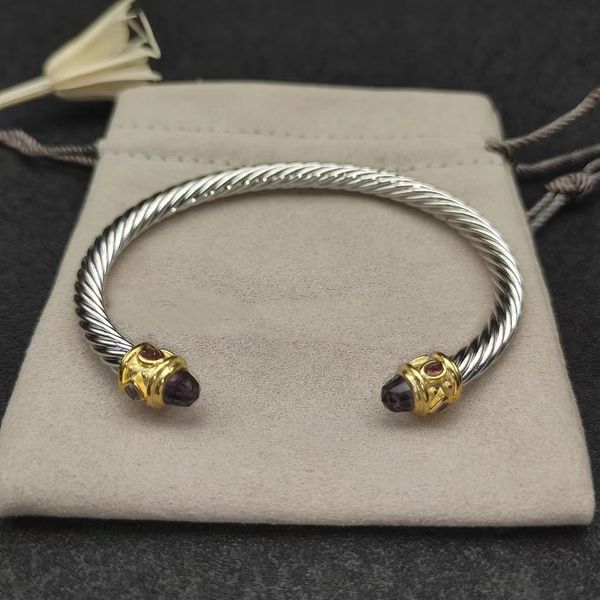 DY бриллиантовый браслет кабельные браслеты роскошные украшения для женщин и мужчин серебро золото жемчужная головка X-образный браслет-манжета модные украшения для рождественского подарка ювелирные изделия 5 мм
