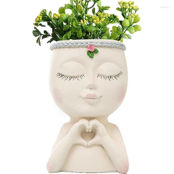 Вазы для девочек, цветочный горшок, забавный для суккулентов, кашпо для цветов, горшки, ваза, комнатные растения, скульптура из смолы, растение