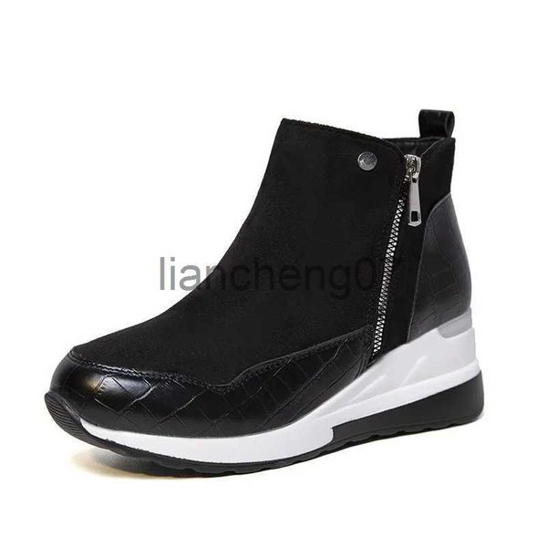 Stiefel Stiefeletten Damen Schuhe Europa 2022 Neu Plus Größe 43 Herbst Winter Mode Motorrad Stiefel Wedges High Top Sneakers Damen Schuhe x0928