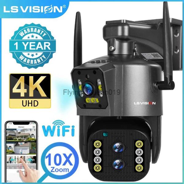 Объектив видеонаблюдения LS VISION 4K 8MP PTZ IP-камера Три объектива Двойной экран Wi-Fi Наружная камера безопасности Обнаружение движения Автоматическое отслеживание 10-кратный оптический зум YQ230928
