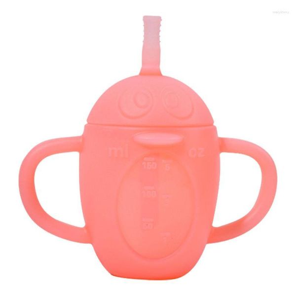 Бутылки для воды Утяжеленная соломенная чашка для малышей Силиконовая защита от разливов с крышкой Принадлежности для обучения питью Сосание младенцев для домашних путешествий