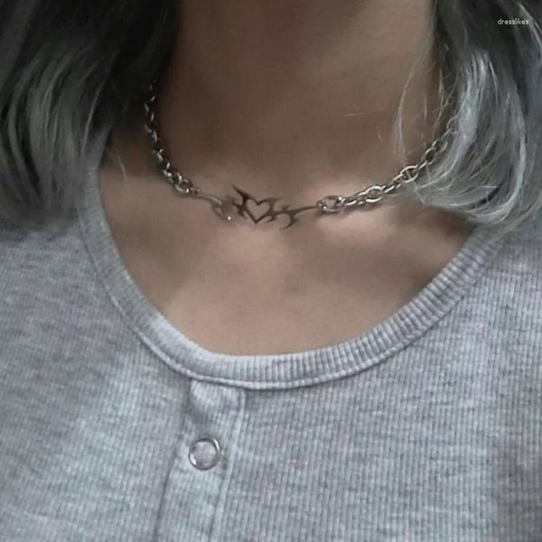 Girocollo Collana a catena in metallo Spina Amore Ciondolo Stile punk Collo Gioielli Materiale in lega Regalo perfetto per uomini e donne