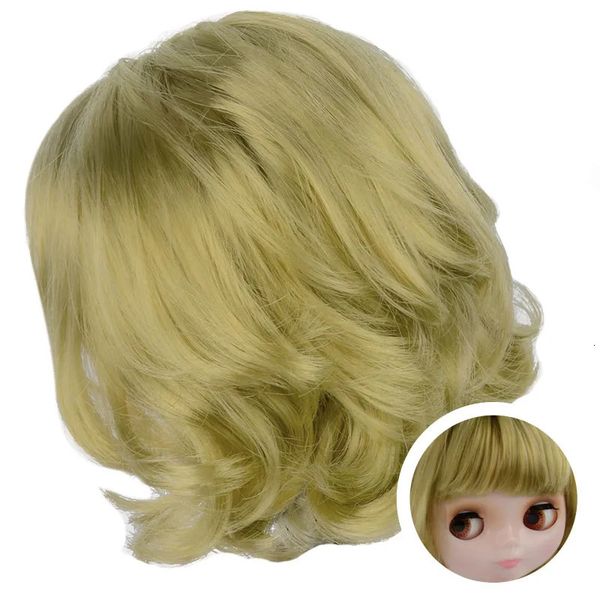 Bonecas NBL Blyth Acessórios de boneca para boneca personalizada DIY Blyth Blyth Cabelo de boneca com cúpula e couro cabeludo com franja e penteado parcial 230928