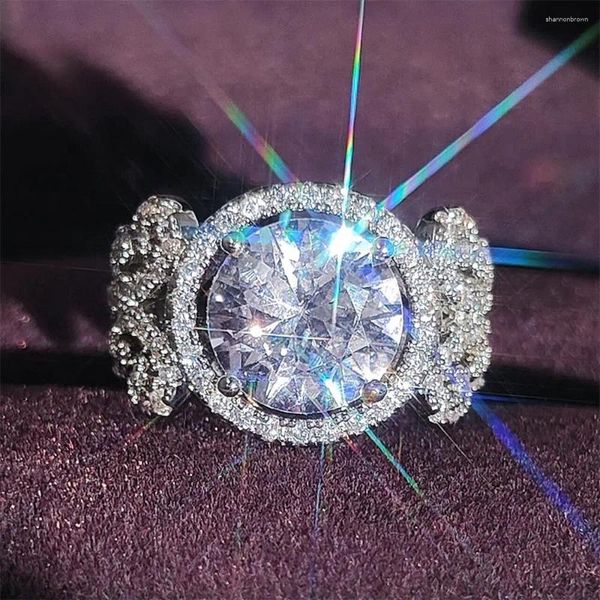 Fedi nuziali Moda Diamante Strass Anello di cristallo Donna Lussuosa coppia scintillante Proposta di fidanzamento Gioielli a mano Abito da ballo