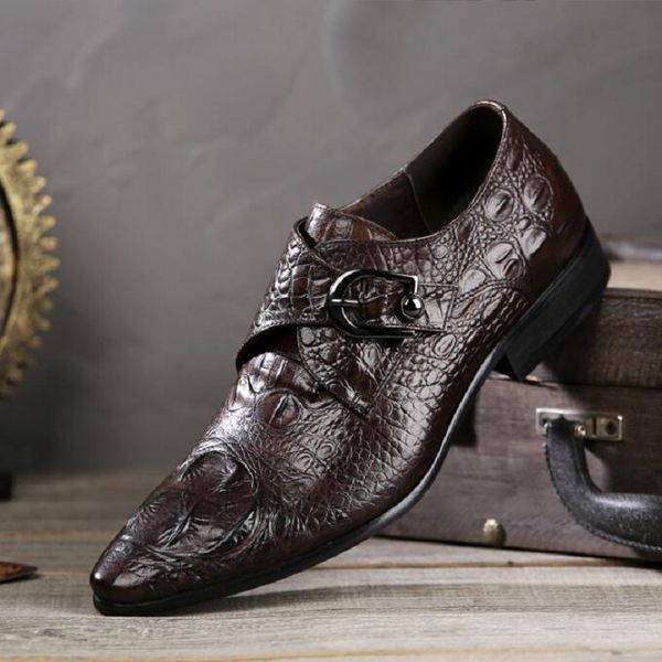 Erkek gelinlik orijinal deri ayakkabılar el yapımı sıradan iş ayakkabıları modeli moda zarif toka ayakkabıları 1aa59