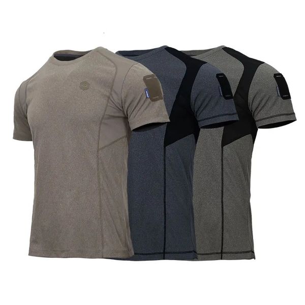 Homens camisetas Emersongear BlueLabel Tactical Shark Fin Funcional T-shirt de manga curta Camisa Tops Wicking Quick Dry Leve Airsoft 230927