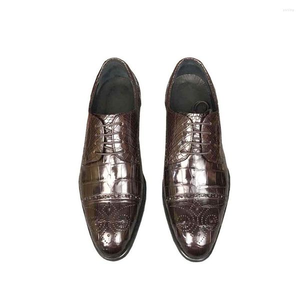 Модельные туфли Ousidun, мужские формальные туфли из крокодиловой кожи, деловые, для отдыха, свадьбы, молодежные, на шнуровке, Tide