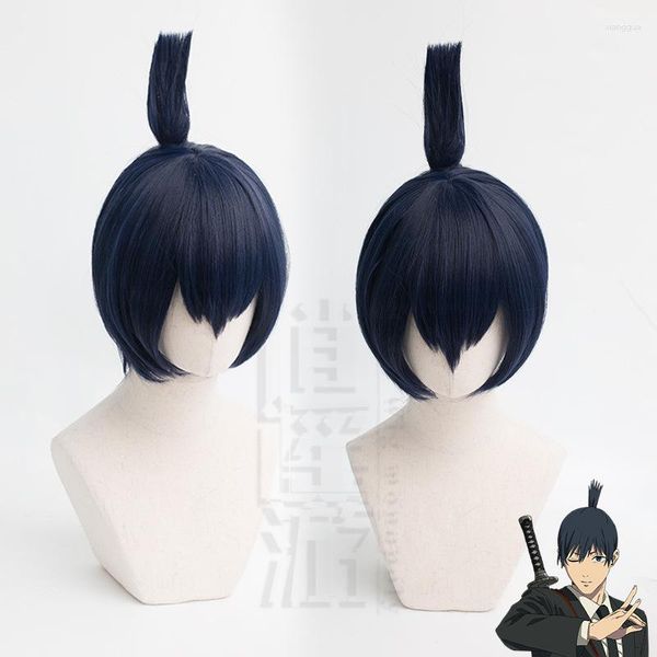 Articoli per feste Hayakawa Aki Cosplay Parrucche anime Motosega Uomo Blu Nero Capelli sintetici resistenti al calore Uomo