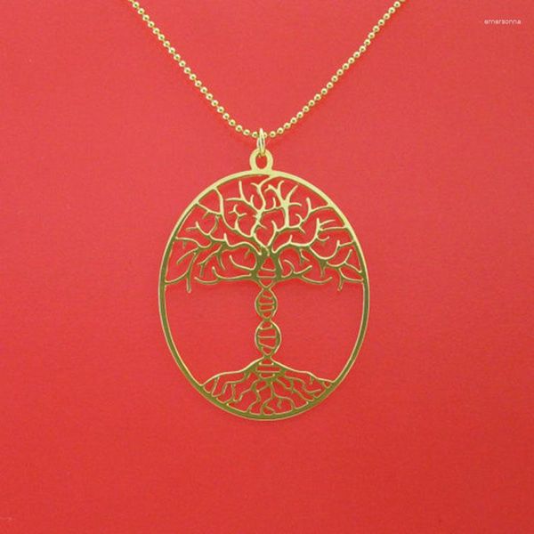 Anhänger Halsketten Baum des Lebens mit einem DNA-Stamm Halskette Biowissenschaften Molekül Platte Gold Silber Rose
