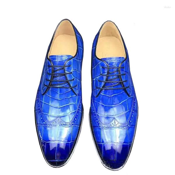 Мужские модельные туфли Chue для отдыха, деловые броги с резьбой из натуральной крокодиловой кожи, цвет кисти, мужские формальные 40382